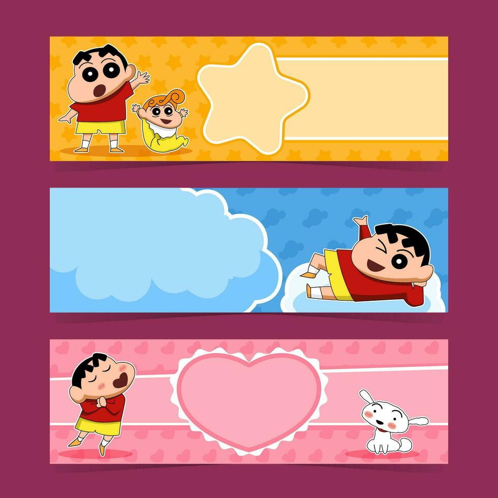 Funny Boy with His Little Sister and Dog Banner Set vector