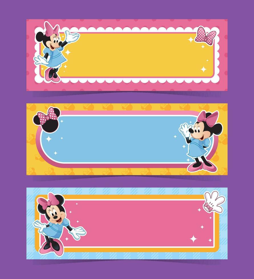 Cute Female Mouse with Ribbon Banner Set vector