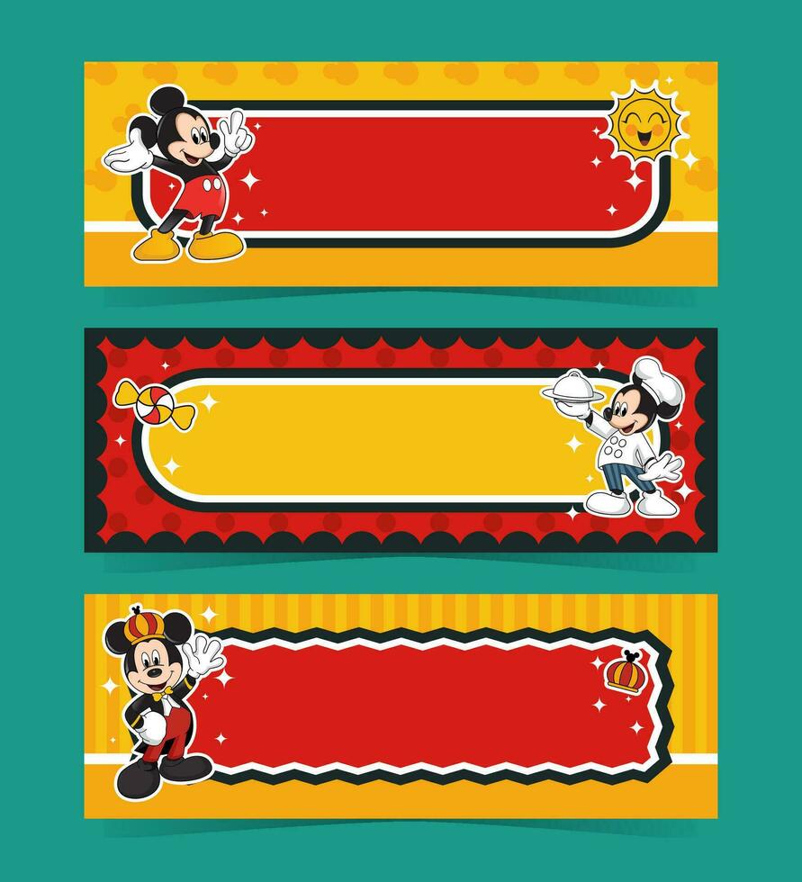 Cute Mouse Character Banner Set vector