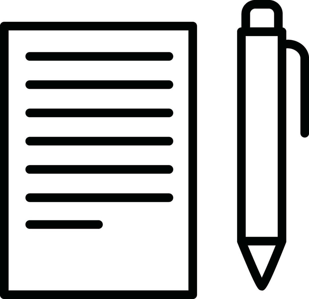 Line art Document Paper with Pen icon in flat style. vector