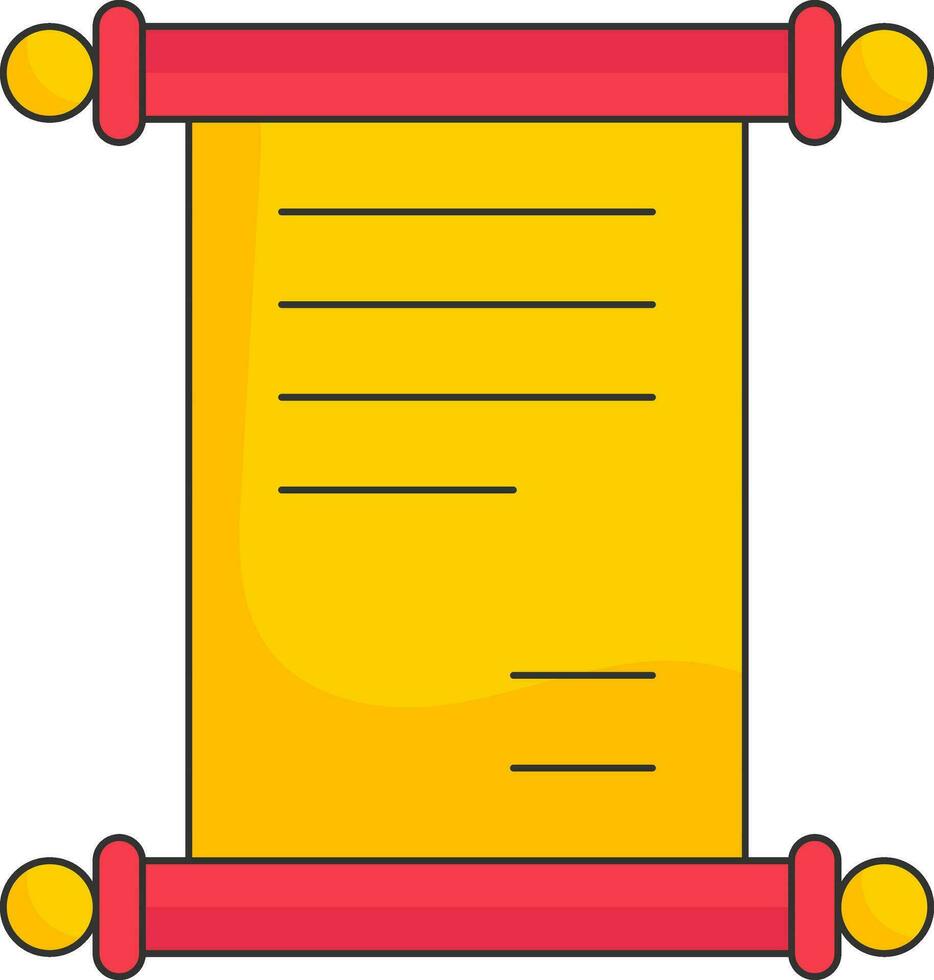 Scroll Letter Or Card Icon In Yellow And Red Color. vector