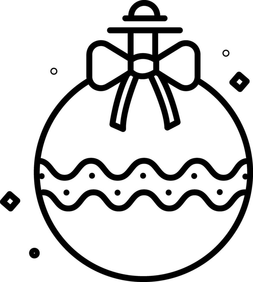 Hanging Wavy Bauble With Bow Line Art Icon. vector