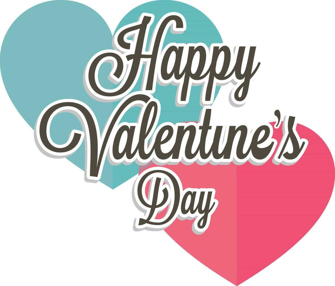 Happy Valentine's Day text with beautiful hearts. vector