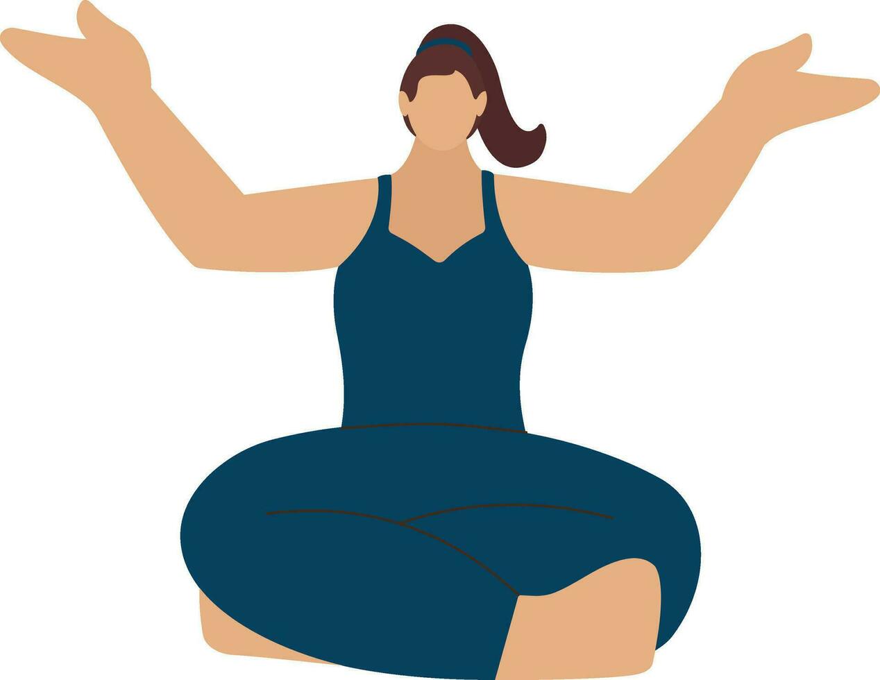Faceless Young Woman Sitting On White Background. vector