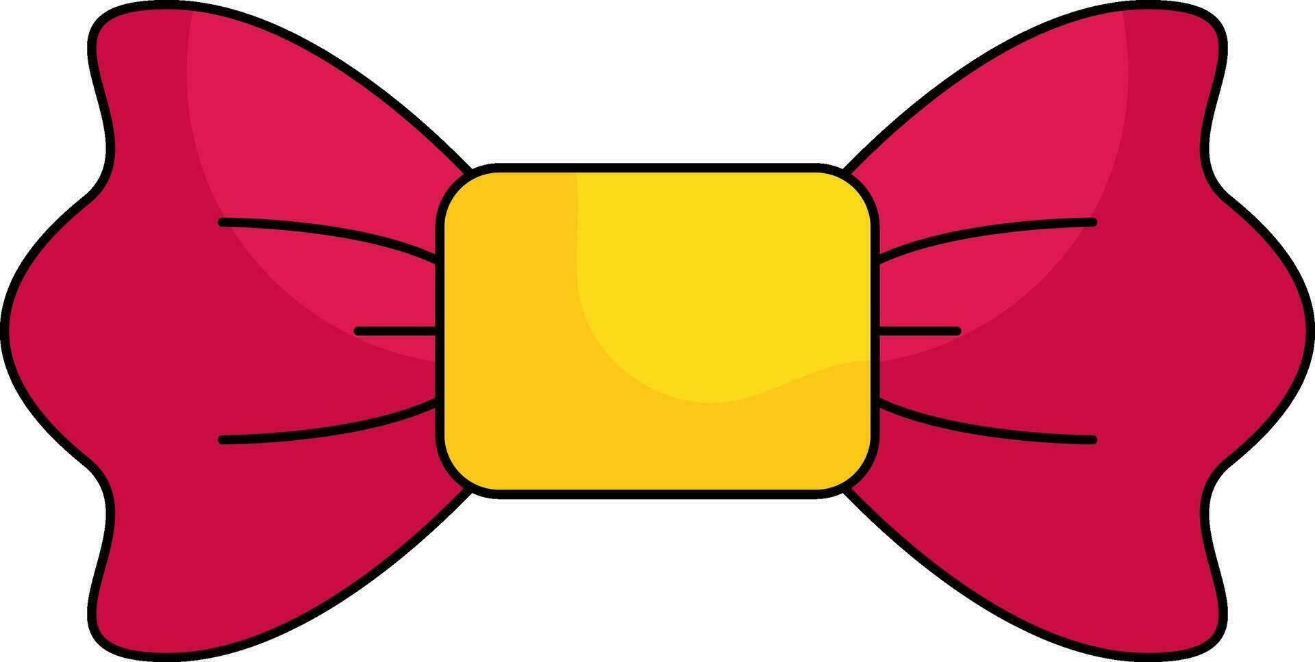 Pink And Yellow Bow Icon In Flat style. vector