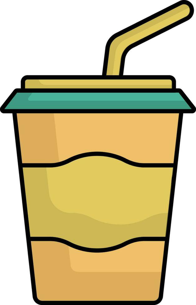 Flat Straw With Drink Cup Icon In Flat Style. vector