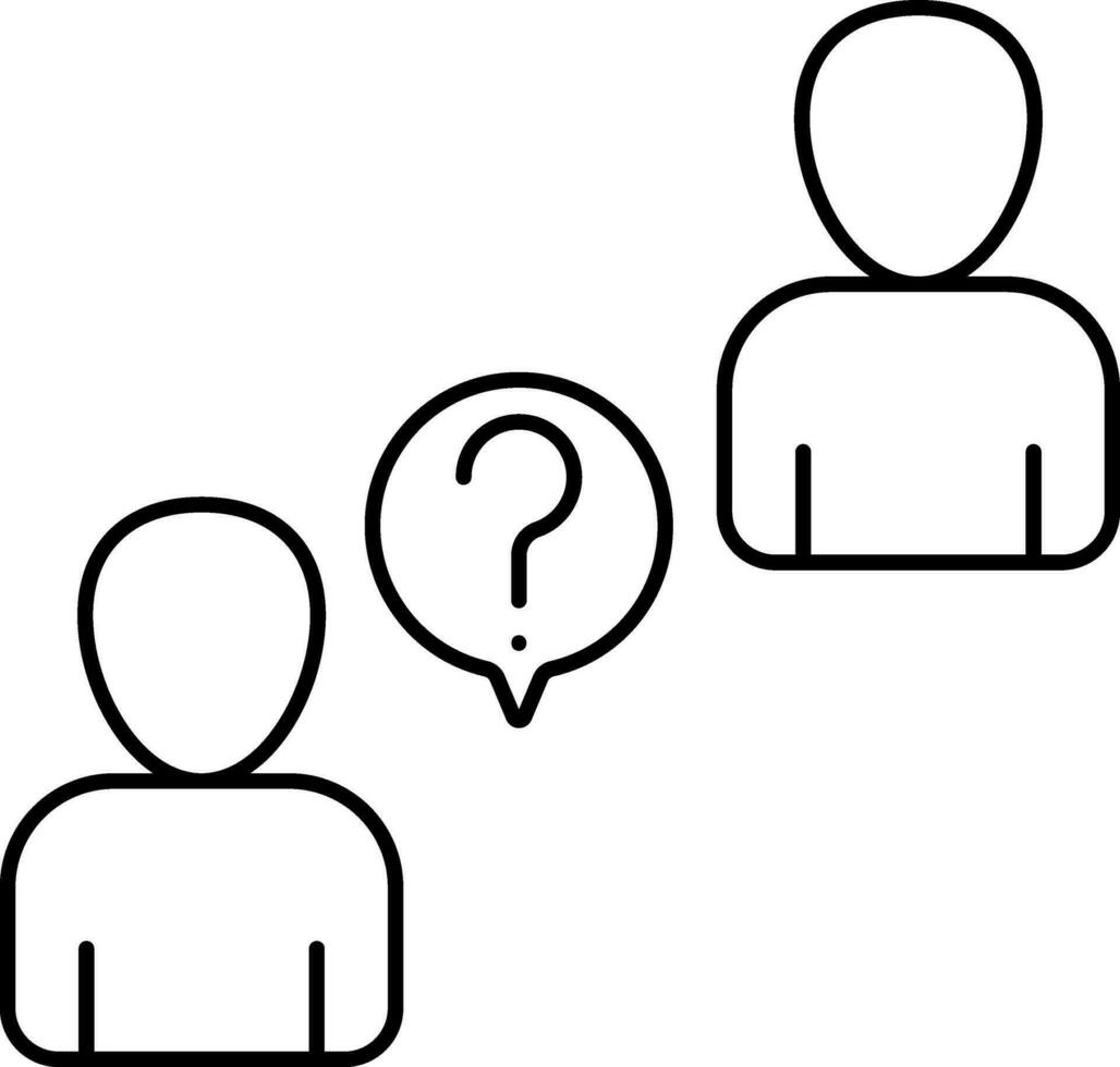 Question Communication People Icon In Black Outline. vector