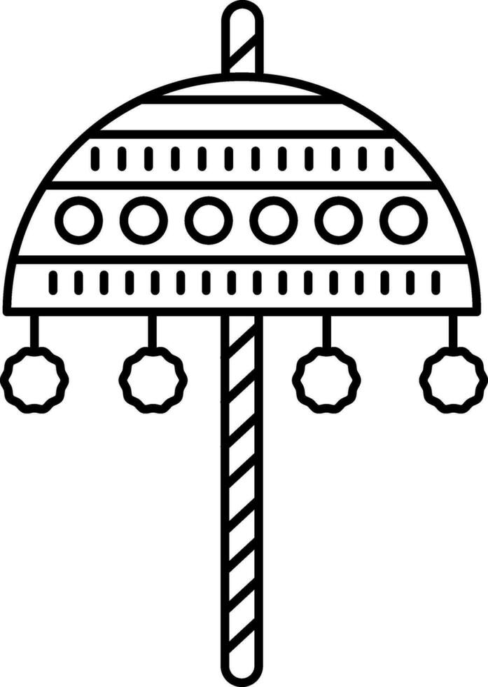 Isolated Traditional Umbrella Icon In Black Outline. vector