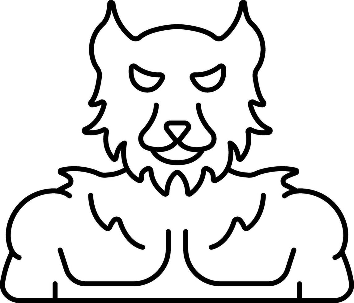 Werewolf Mythical Creature Black Line Art Icon. vector