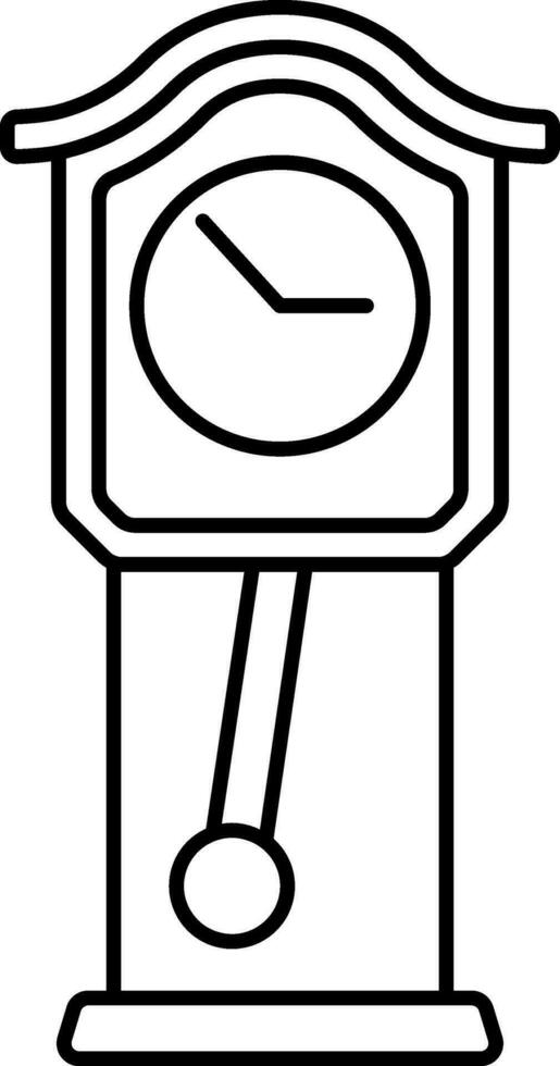 Pendulum Clock Icon In Line Art. vector