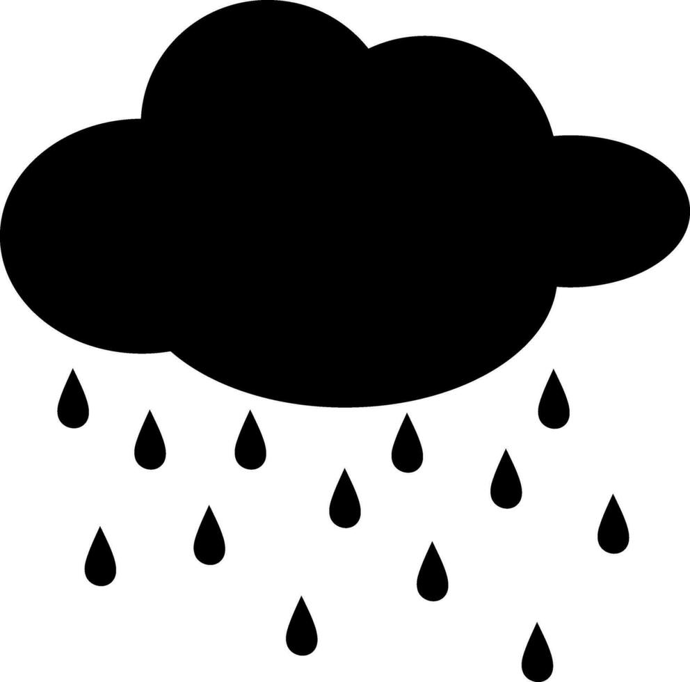Cloud rainy icon with silhouette style in isolated. vector