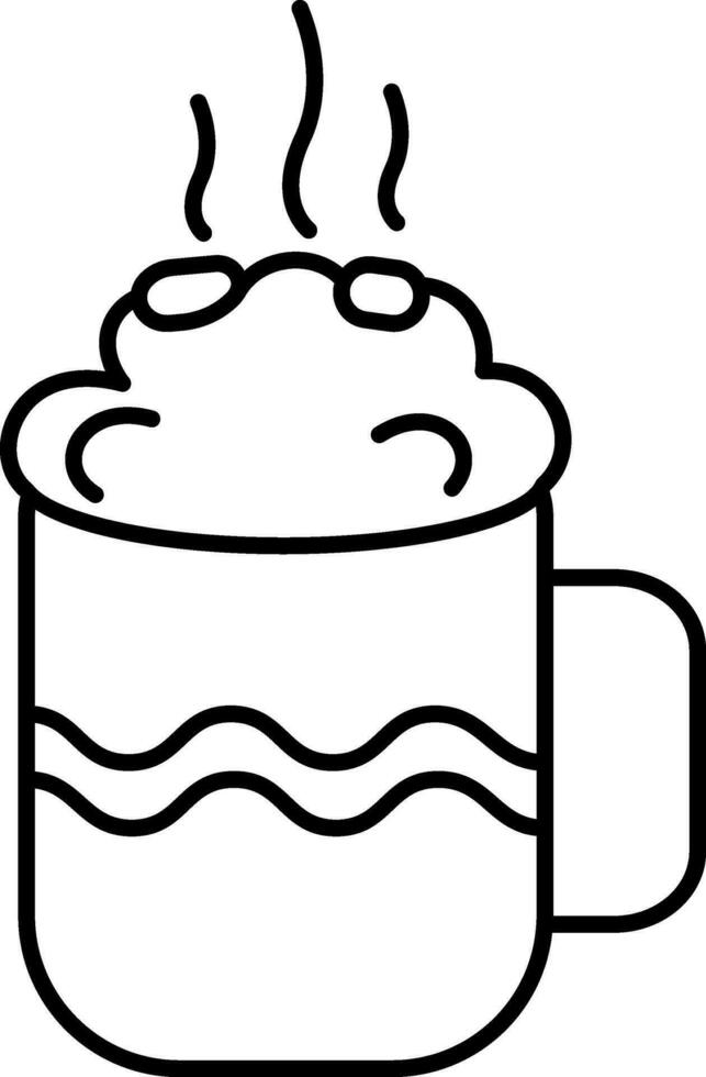 Hot Chocolate Cup Drink Icon In Line Art. vector