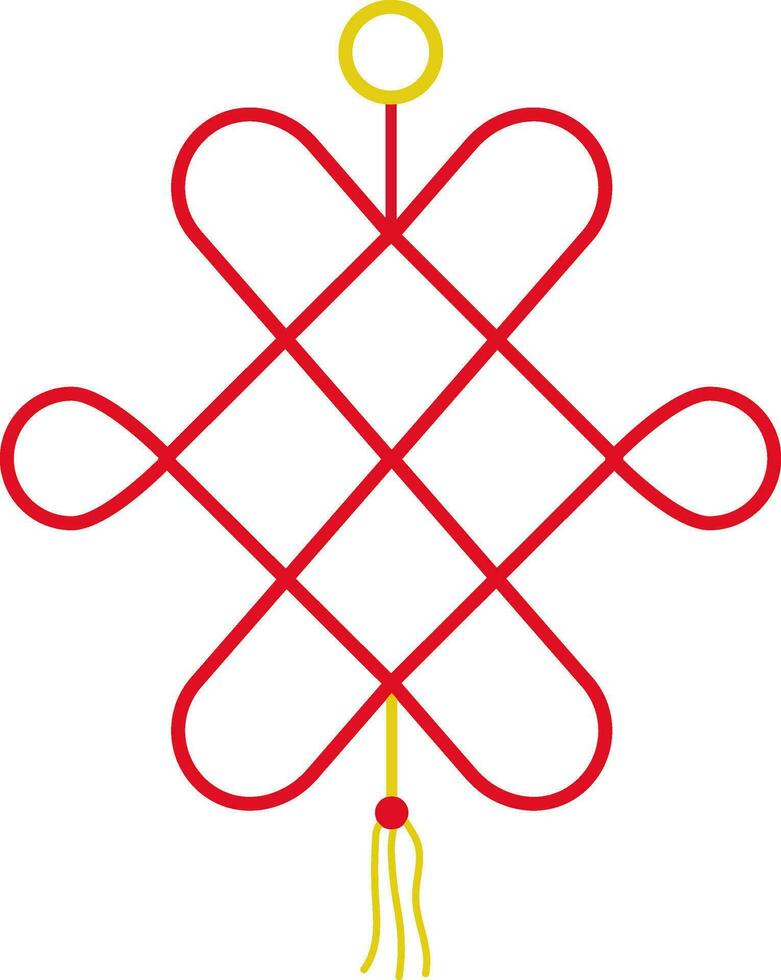 Chinese Knot Flat Icon In Red And Yellow Color. vector