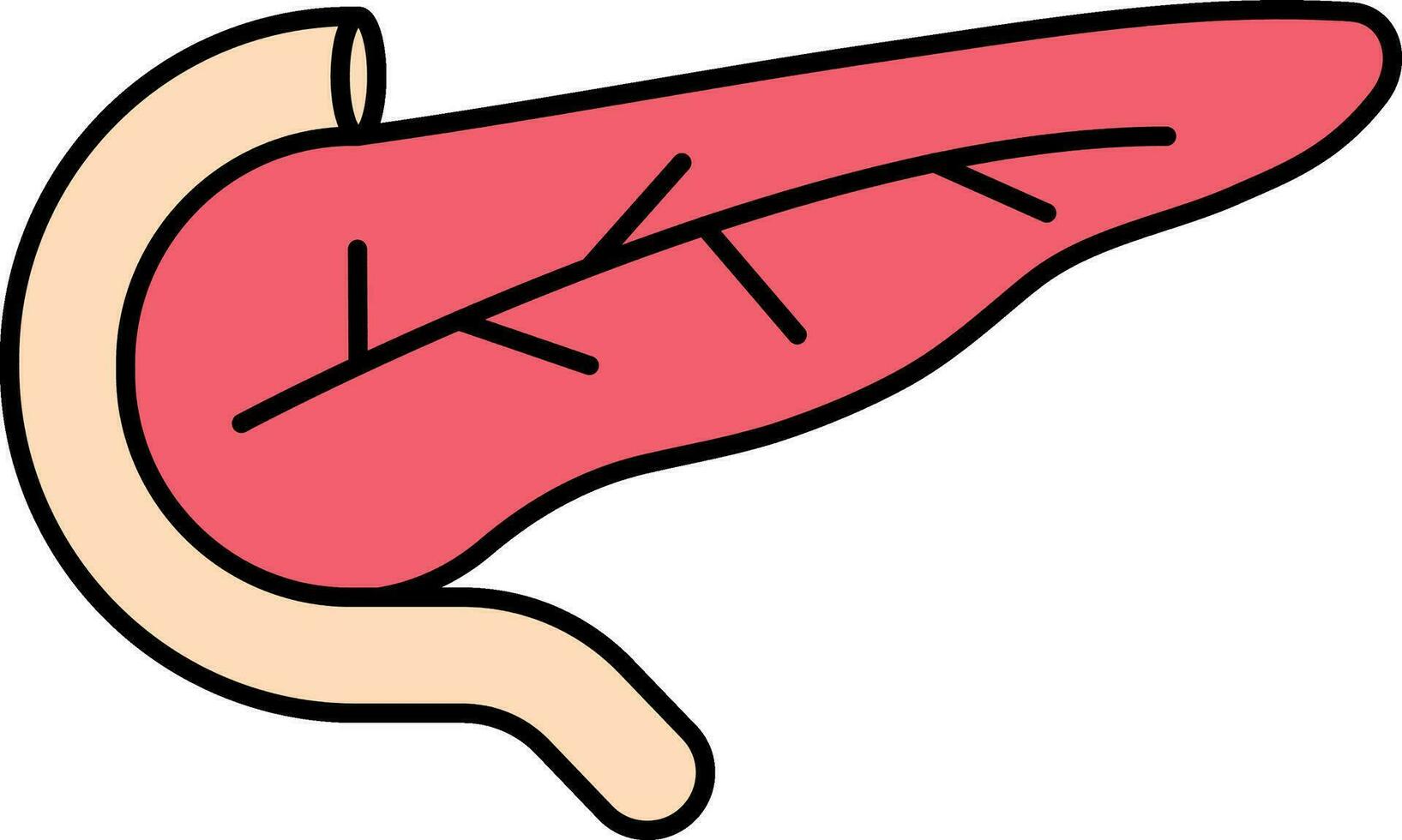 Illustration Of Pancreas Icon In Red And Peach Color. vector