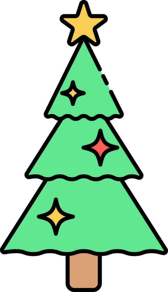 Illustration Of Decorative Christmas Tree Icon In Flat Style. vector