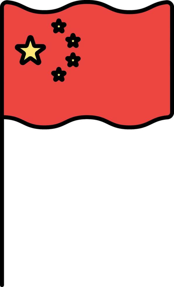China National Flag Icon In Flat Style. vector