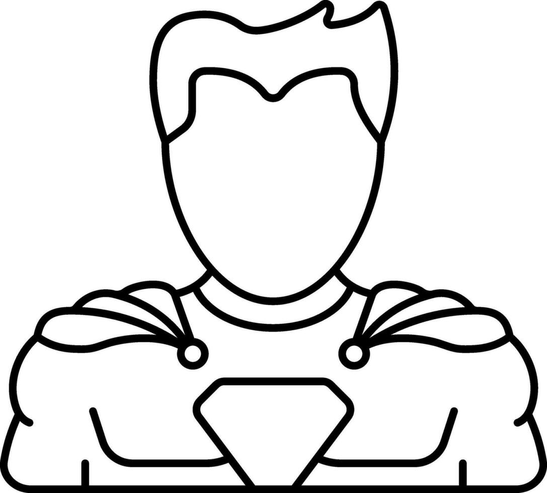 Faceless Superhero Cartoon Icon In Line Art. vector