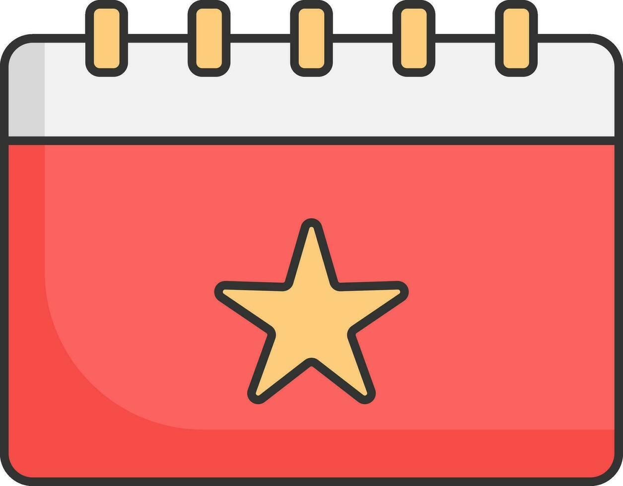 Star Symbol On Calender Icon In Red And Gray Color. vector