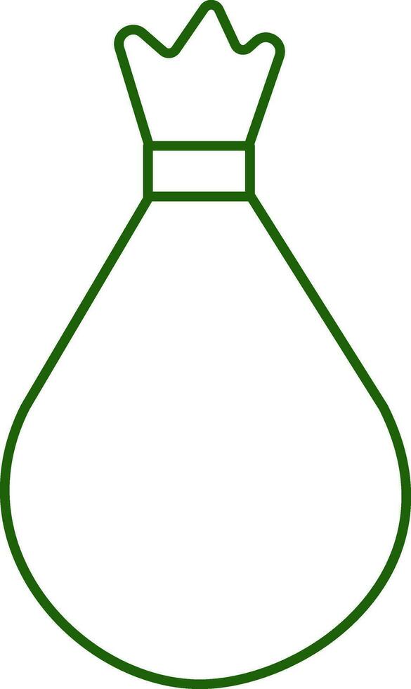 Isolated Money Bag Icon In Green Outline. vector