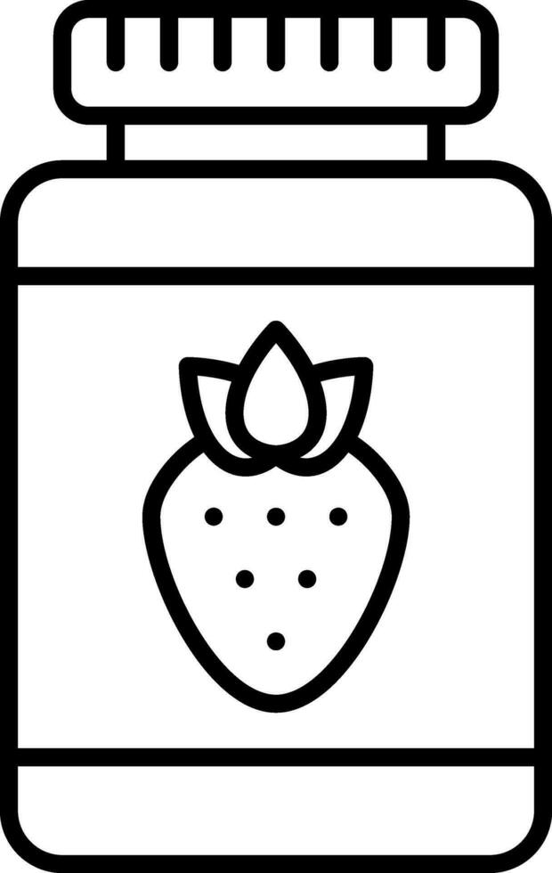 Linear Style Strawberry Jar Icon Or Symbol. vector