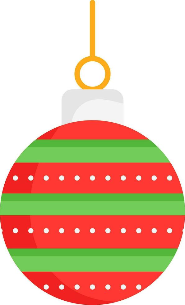 Striped Christmas Bauble Red And Green Icon. vector