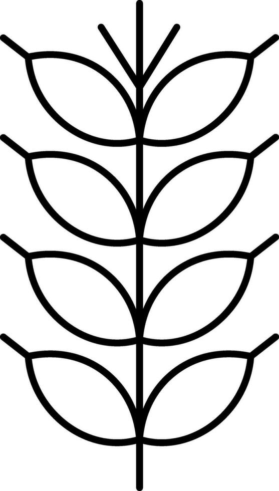 Black Thin Line Art Of Wheat Stem Icon. vector