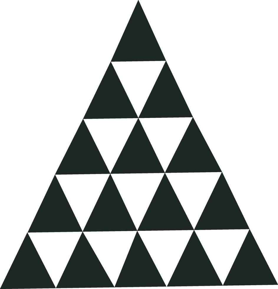 Triangular Geometric Christmas Tree Element In Black And White Color. vector