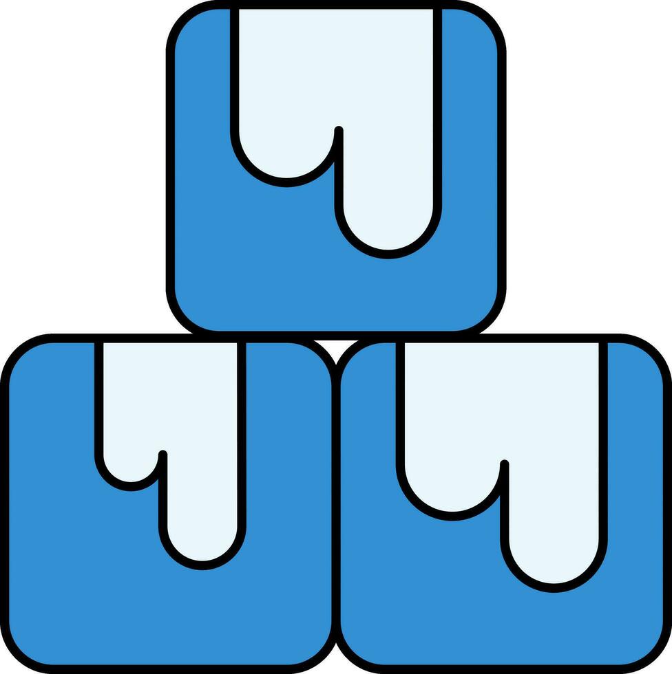 Ice Cubes Dripping Icon In Blue Color. vector