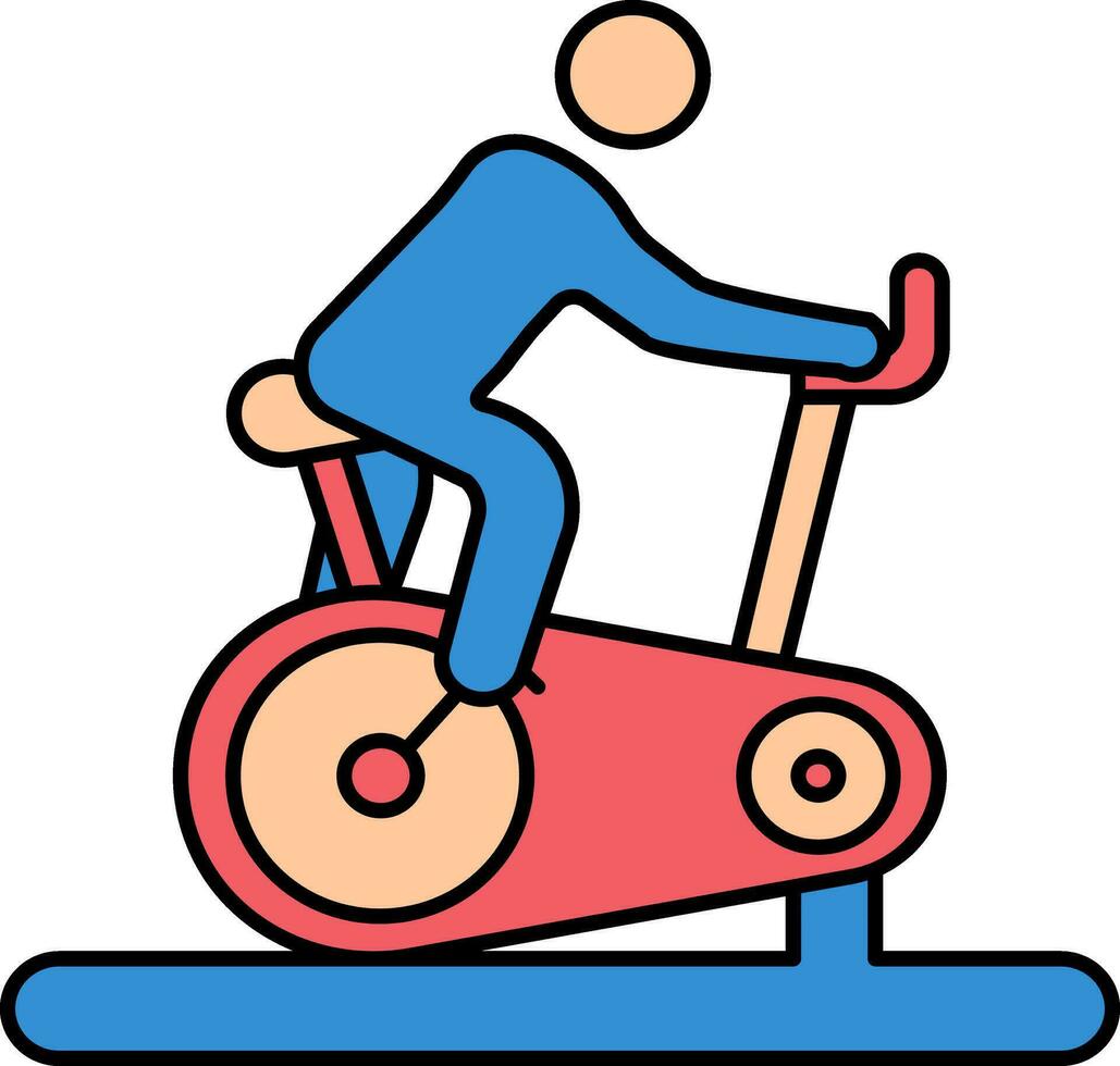 Illustration of Man Exercise On Stationary Bike Colorful Icon. vector