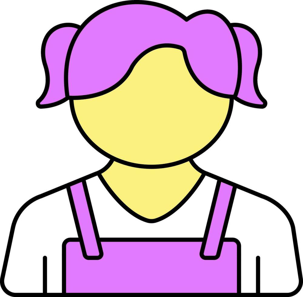 Faceless Cute Girl Cartoon Icon In Pink And Yellow Color. vector