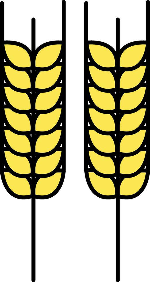 Yellow Wheat Ear Icon In Flat Style. vector