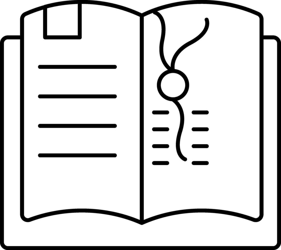 Open Book Icon in Line Art. vector