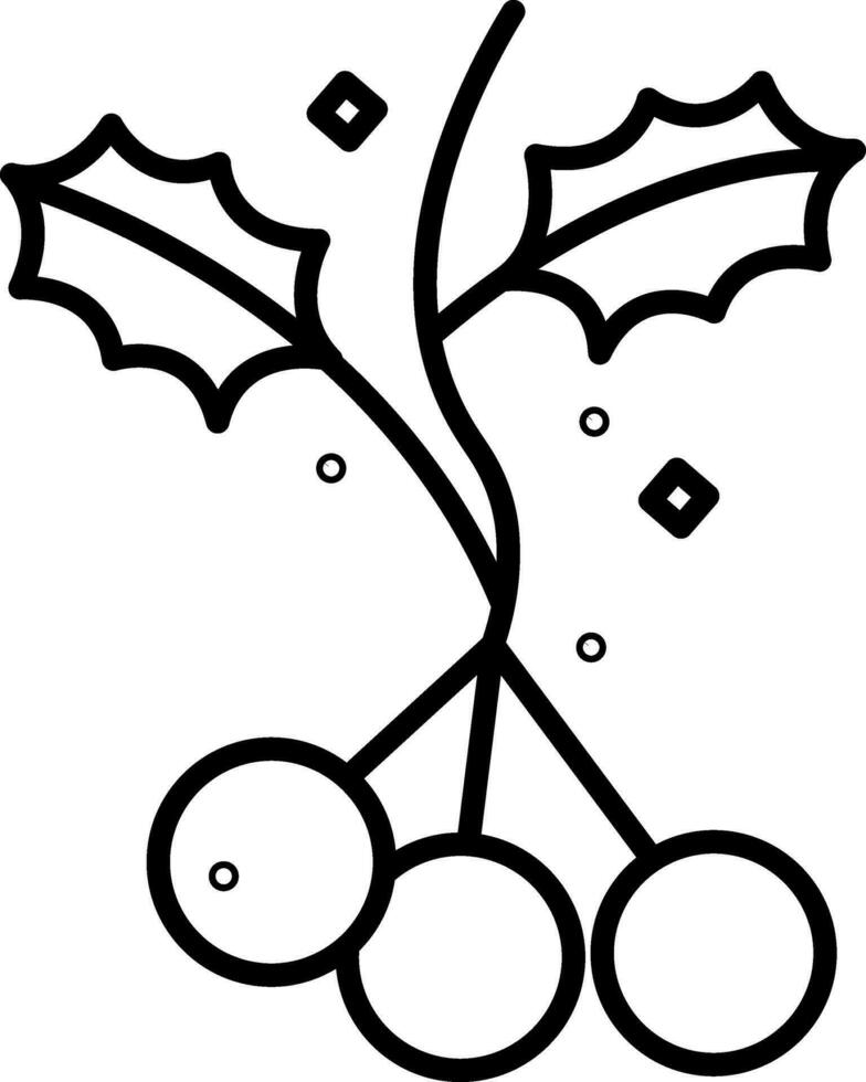 Black Stroke Illustration Of Holly Berries Icon. vector