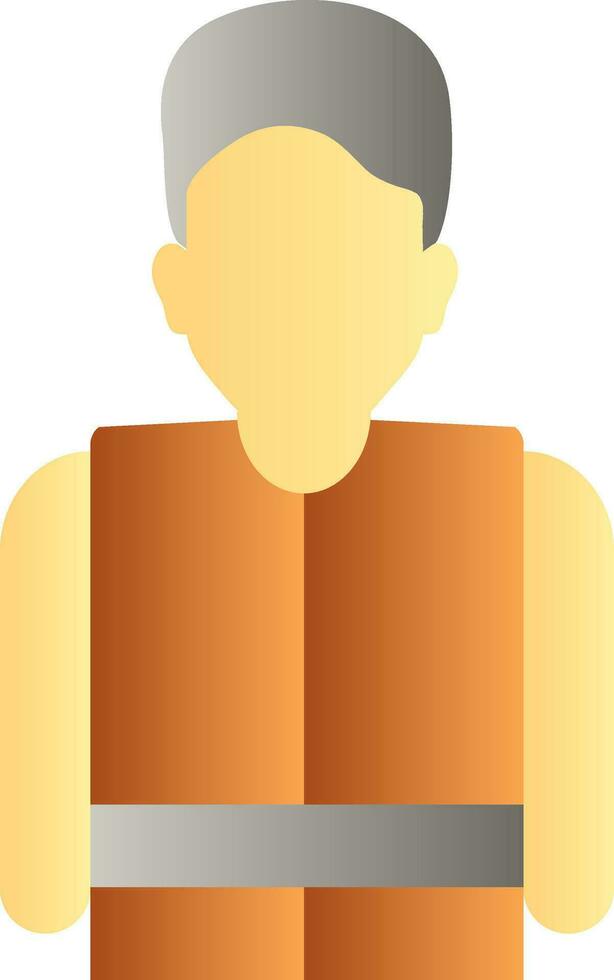 Man Wear Protective Vest Icon In Brown And Yellow Color. vector