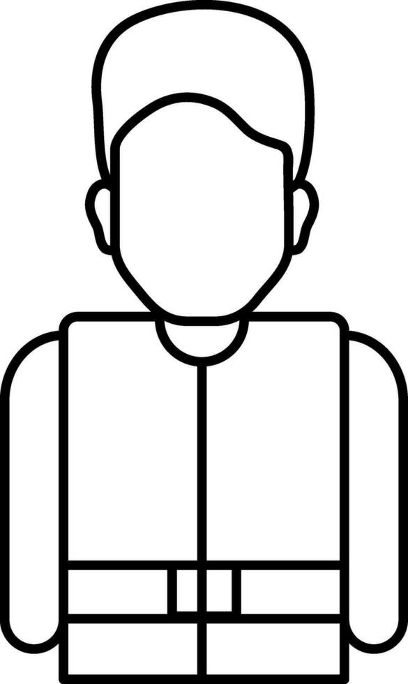 Man Wear Protective Vest Icon In Line Art. vector