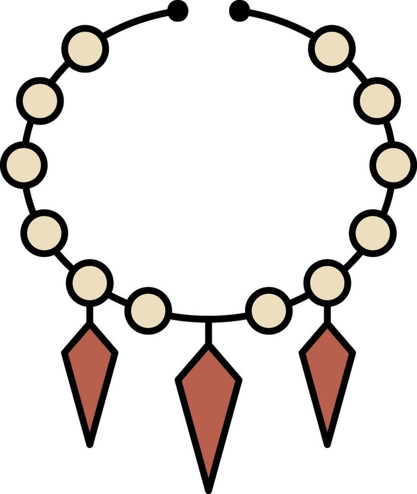 Vintage Necklace Icon In Brown Color. vector