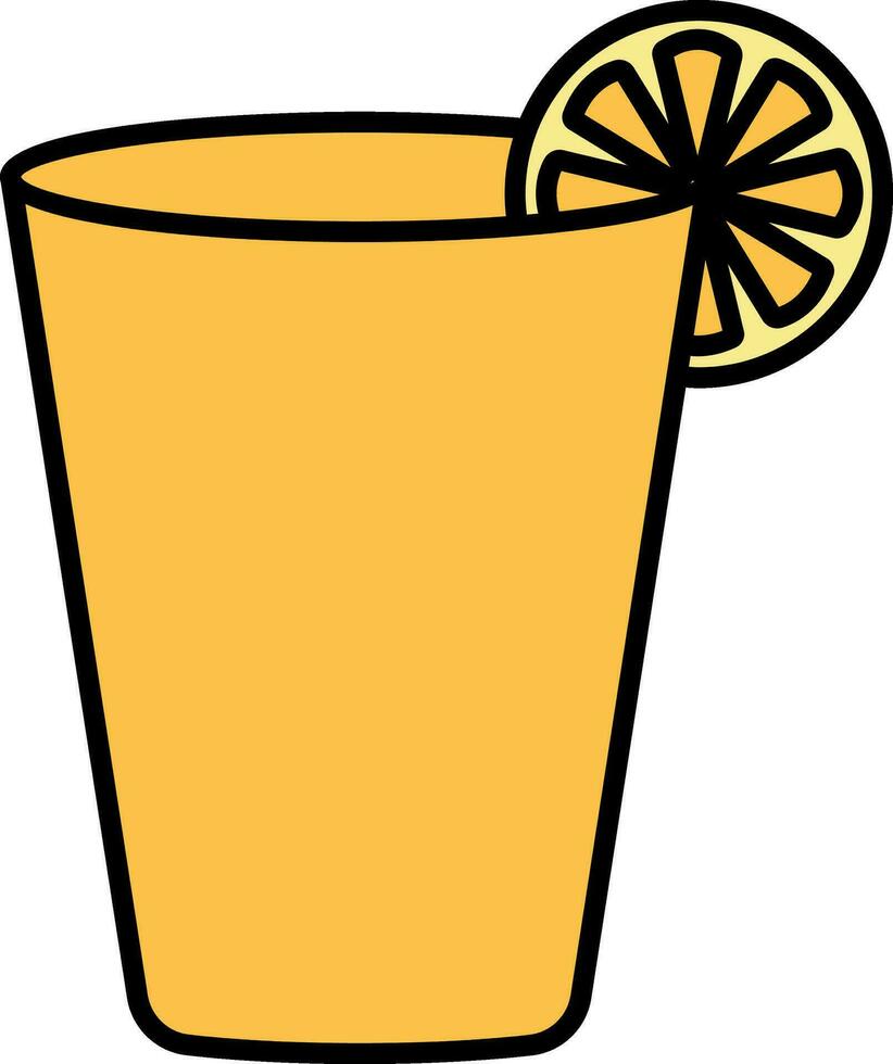 Tequila Drink Glass With Lemon Slice Flat Icon In Flat Style. vector