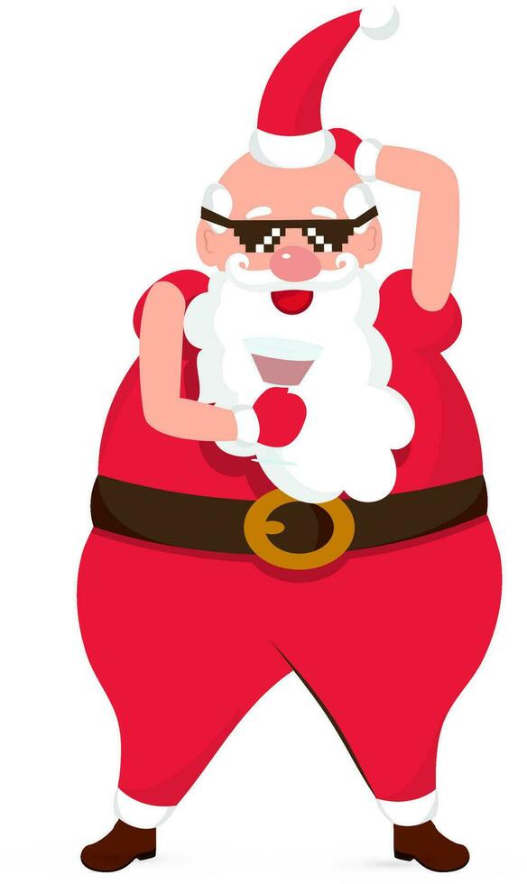 Cool Santa Clause wearing Black Goggles, Happy. vector