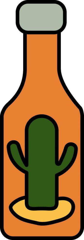 cactus bebida botella verde y naranja icono. vector