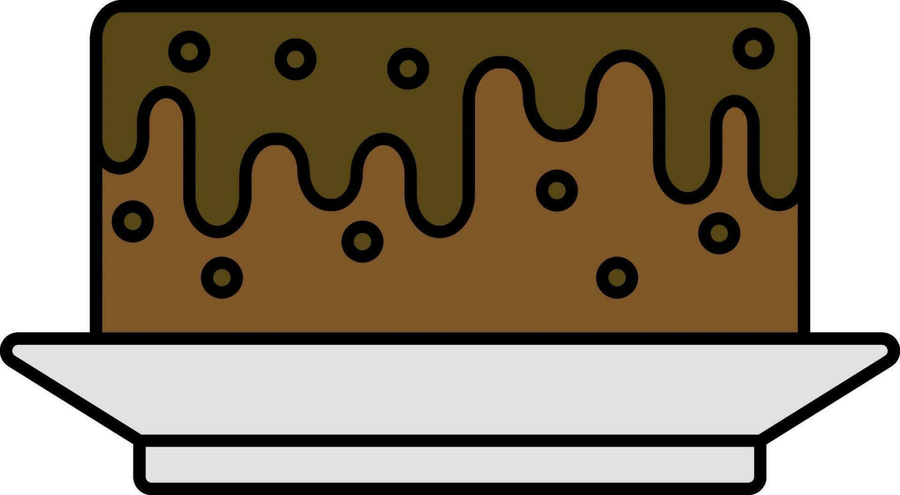 Chocolate Cake Or Pastry Plate Icon In Flat Style. vector
