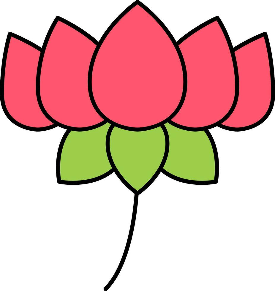 Red Lotus Flower Flat Icon On White Background. 24950946 Vector Art at