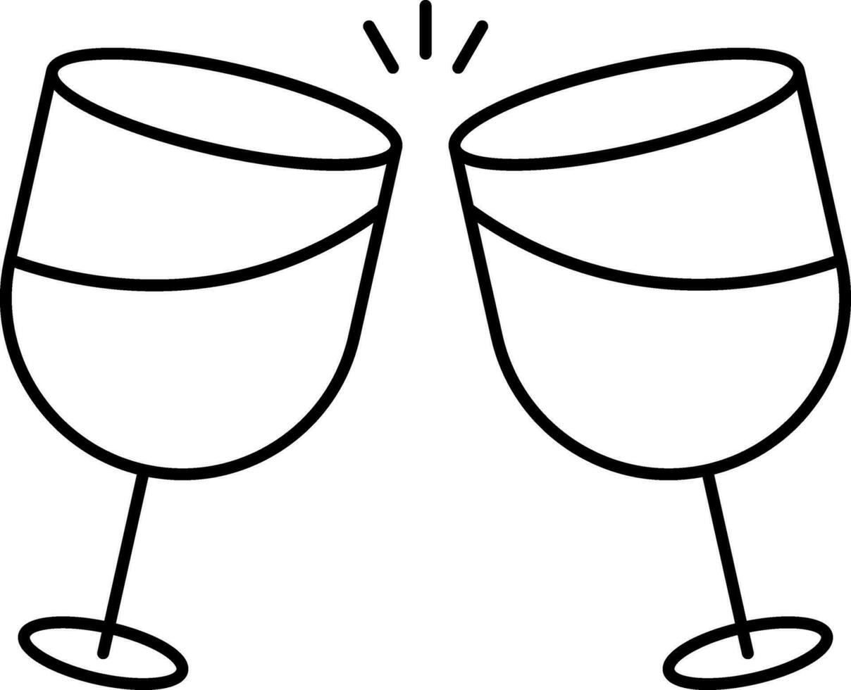 Black Thin Line Art Of Cheers Glass Icon. vector