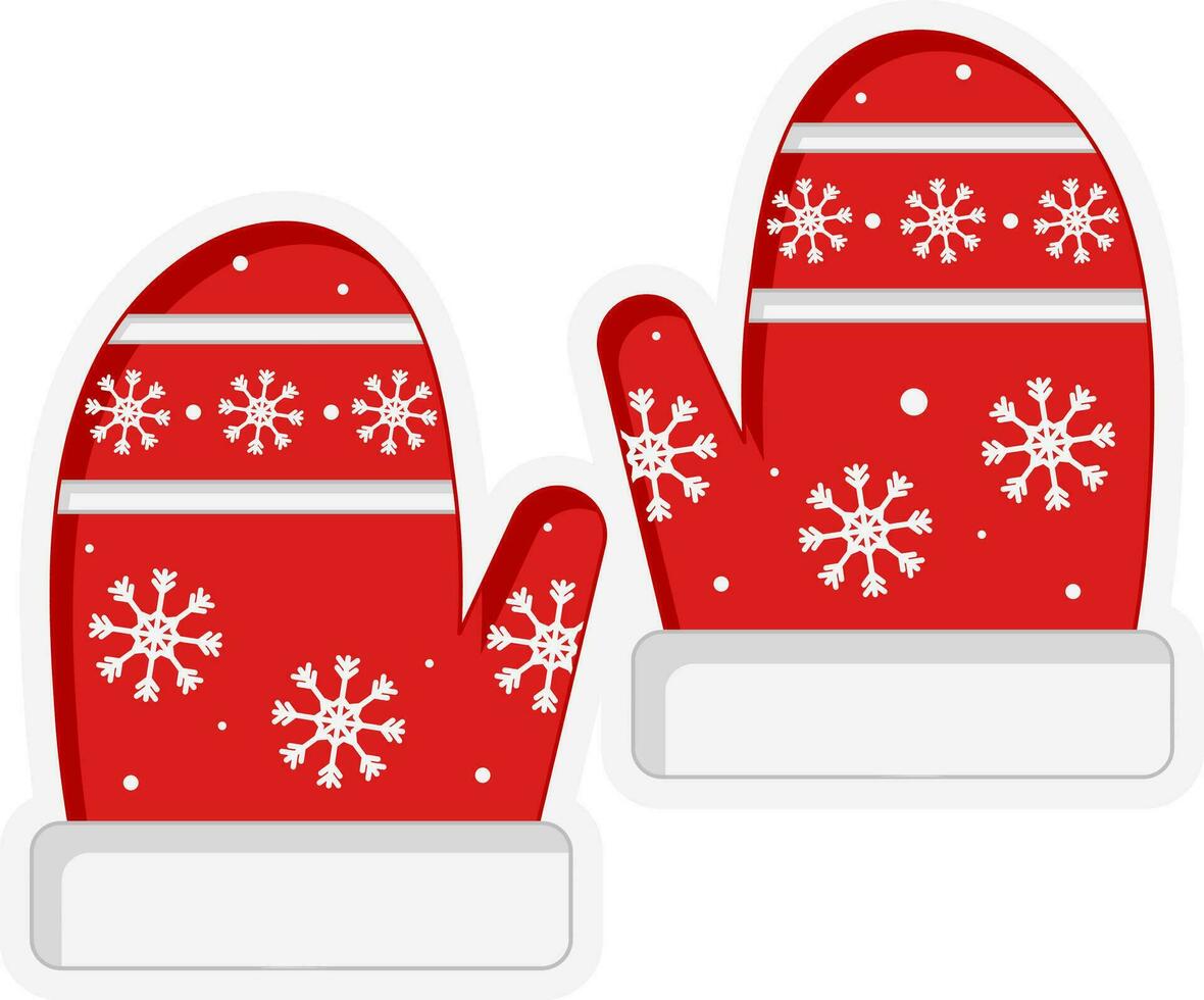 Illustration Of Beautiful Sticker Style Gloves Icon On White Background. vector