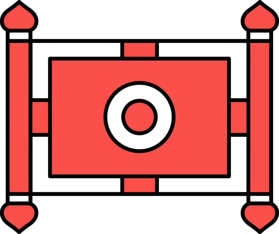 Chinese Scroll Letter Red And White Icon. vector