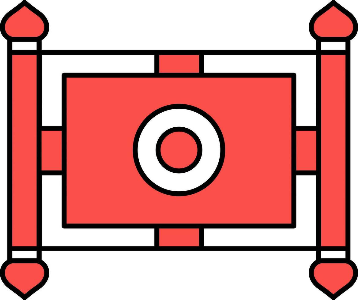 Chinese Scroll Letter Red And White Icon. vector