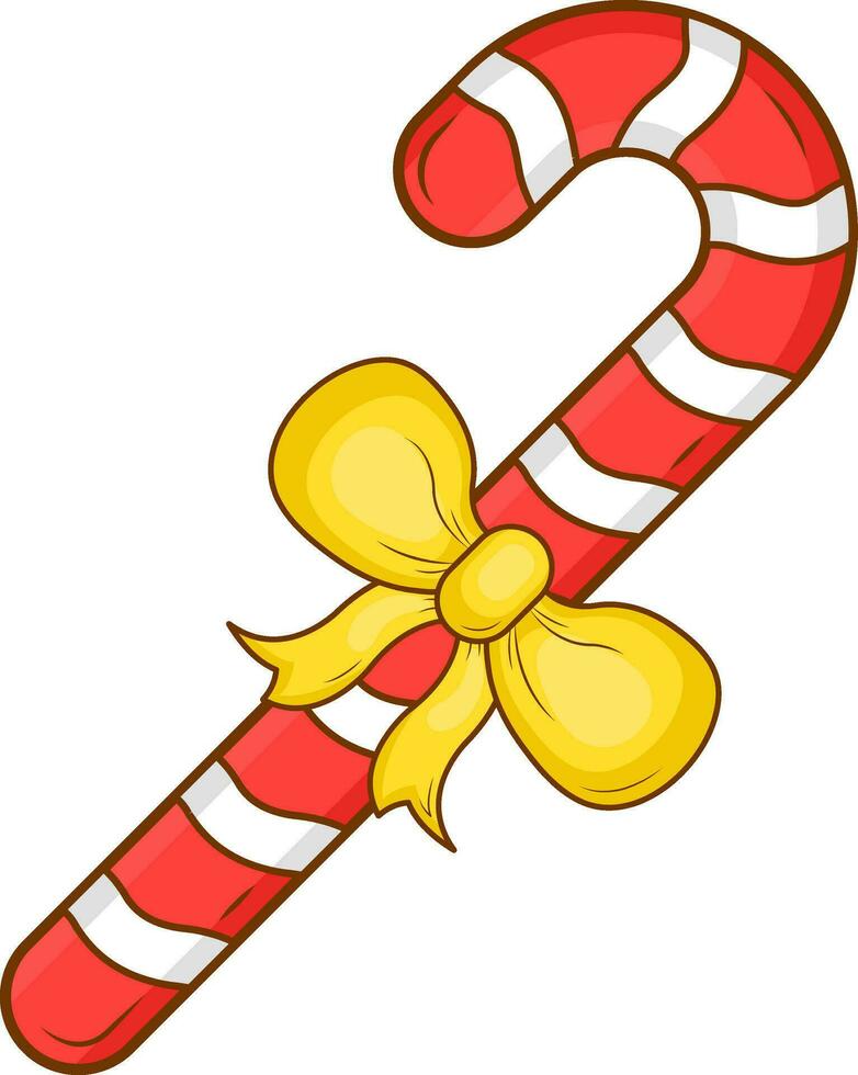 ilustración de caramelo palo con arco y cinta icono en rojo y blanco color. vector