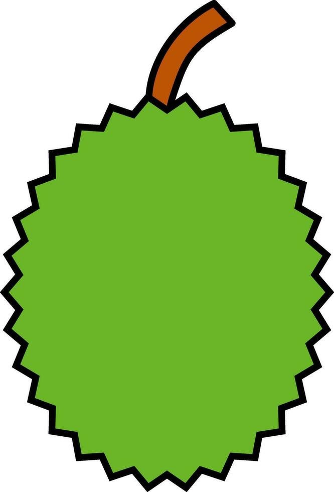Isolated Durian Fruit Flat Icon In Green Color. vector
