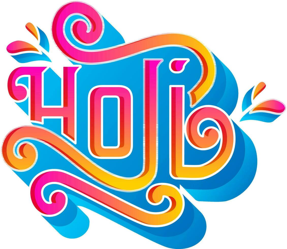 3D Gradient Holi Font With Swirl Against White Background. vector