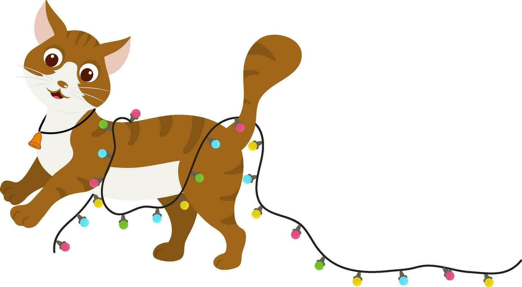 Running Cat Tangled Strings Light Icon In Flat Style. vector
