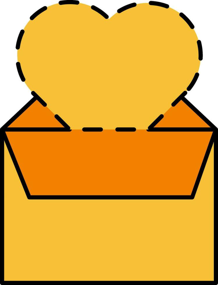 Surprise Box With Heart Yellow And Orange Icon. vector